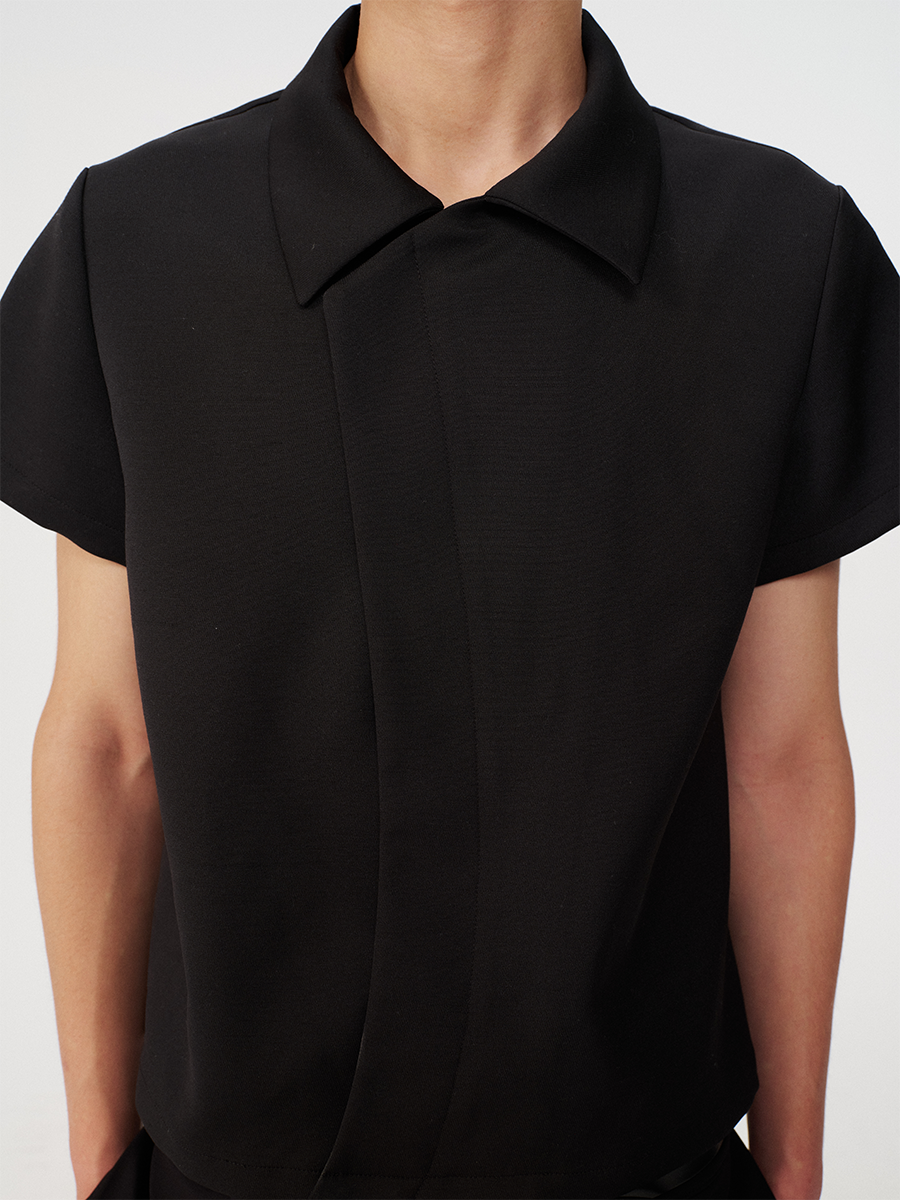 Jcaesar C-Shaped Button Short-Sleeved Shirt - jcaesarclo