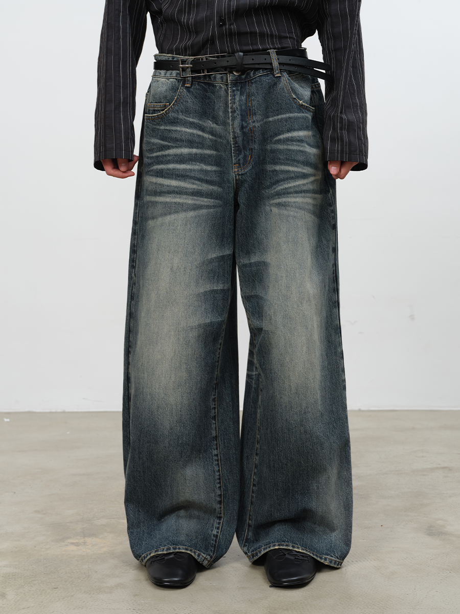 JCAESAR Blue-Gray Washed Denim Jeans - jcaesarclo