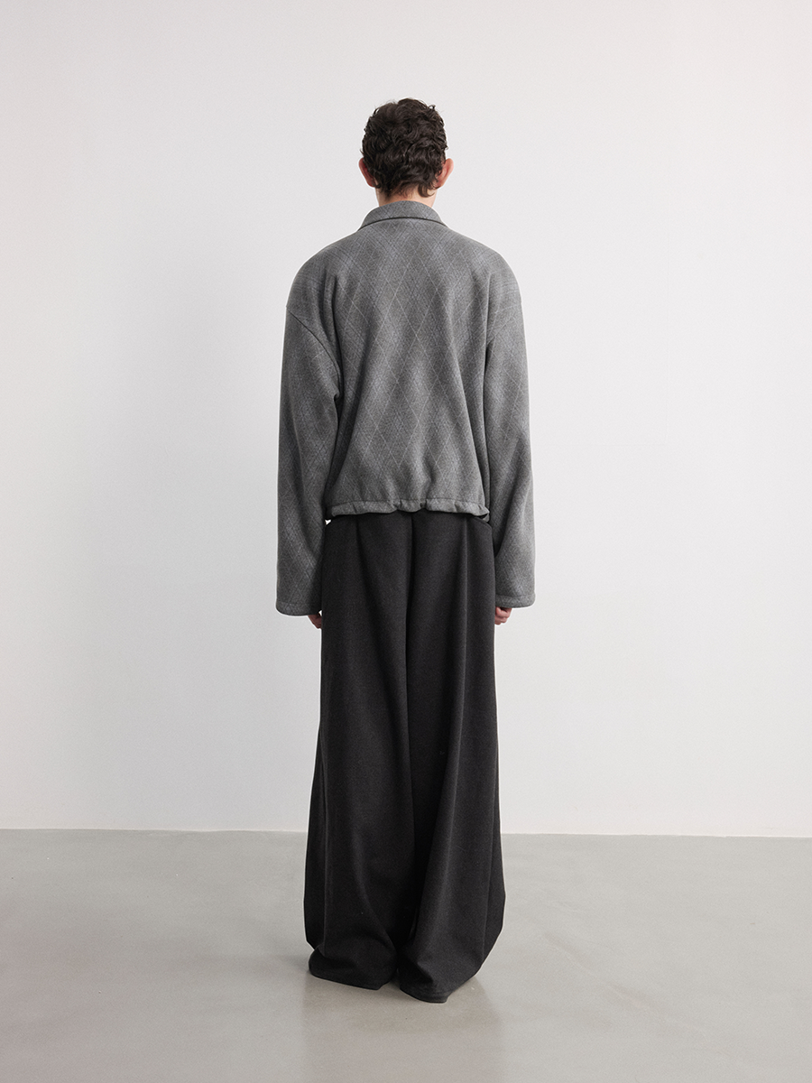 JCAESAR Grey Diamond-Shaped Drawstring Fleece Jacket - jcaesarclo