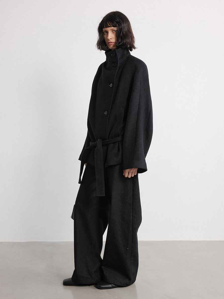 JCAESAR WOMEN Lace-Up Short Peacoat