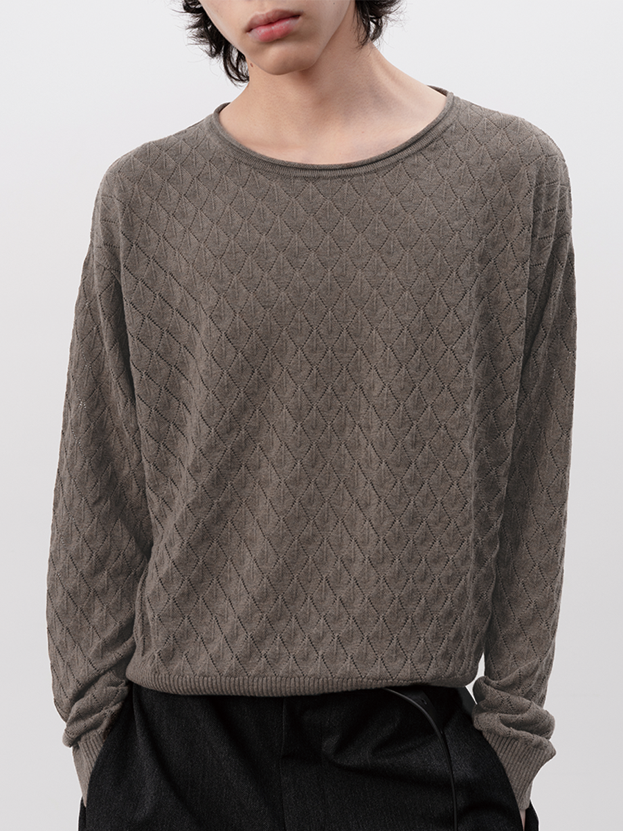 JCAESAR Cut-Out Diamond Pattern Long Sleeve - jcaesarclo