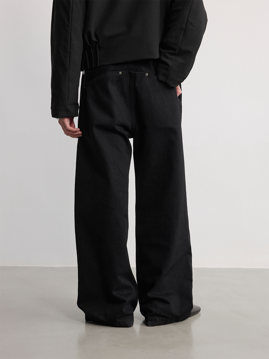 JCAESAR Straight Back Pocket Black Jeans - jcaesarclo