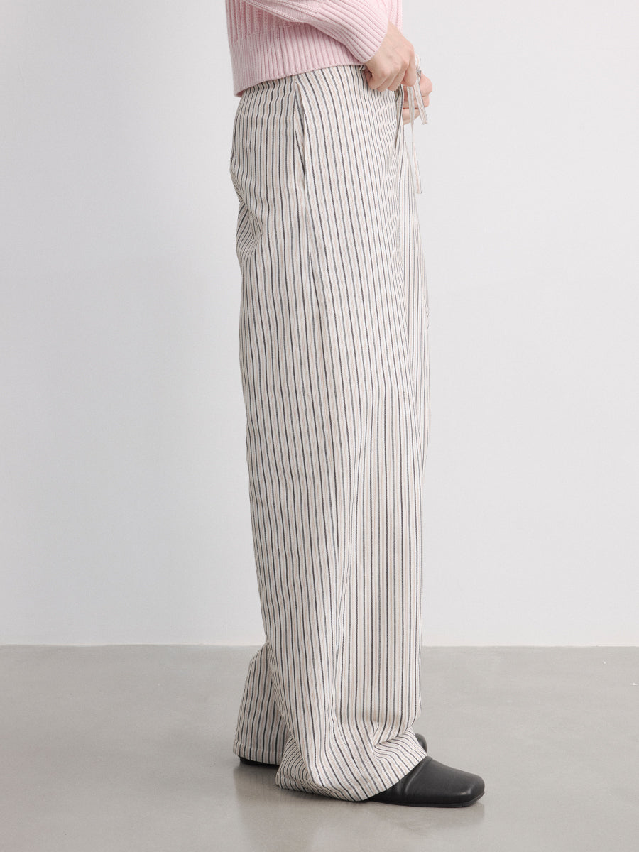 JCAESAR WOMEN Striped Drawstring Velvet Banana Pants - jcaesarclo