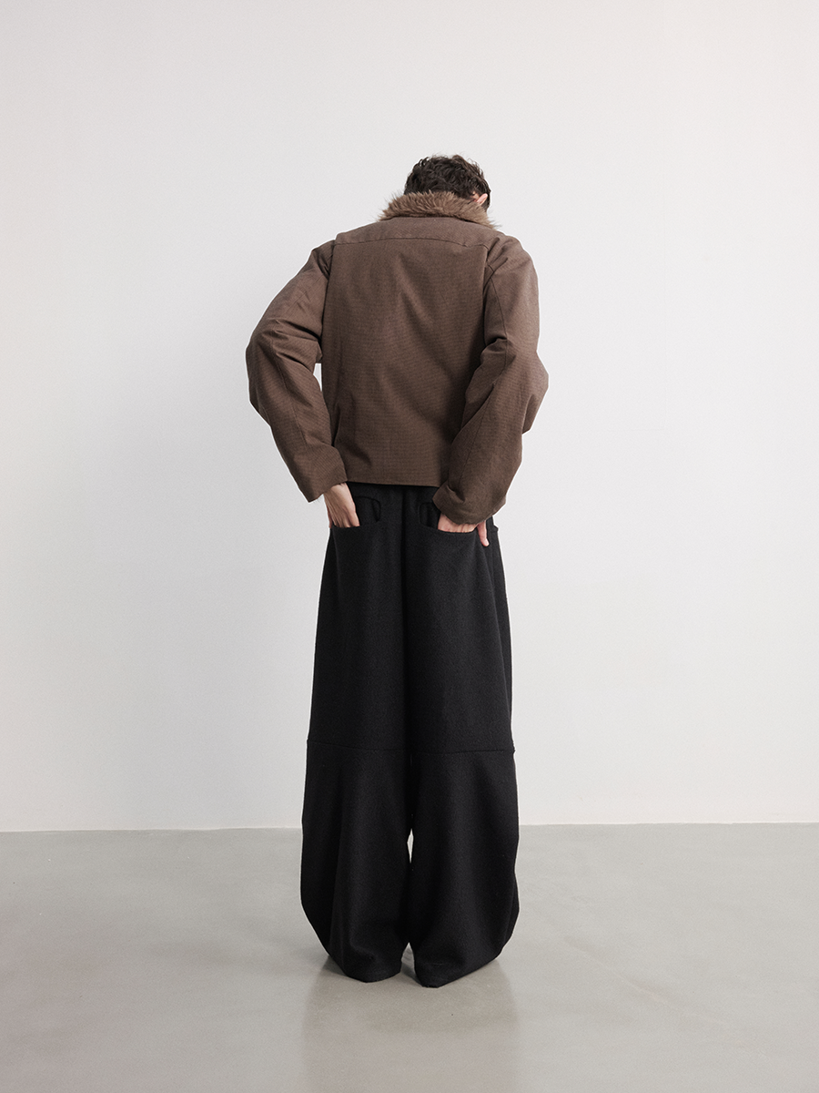 JCAESAR Wide leg pants with knee pads and woolen wool - jcaesarclo