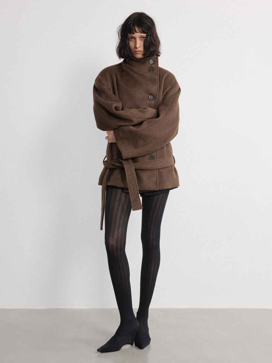 JCAESAR WOMEN Lace-Up Short Peacoat