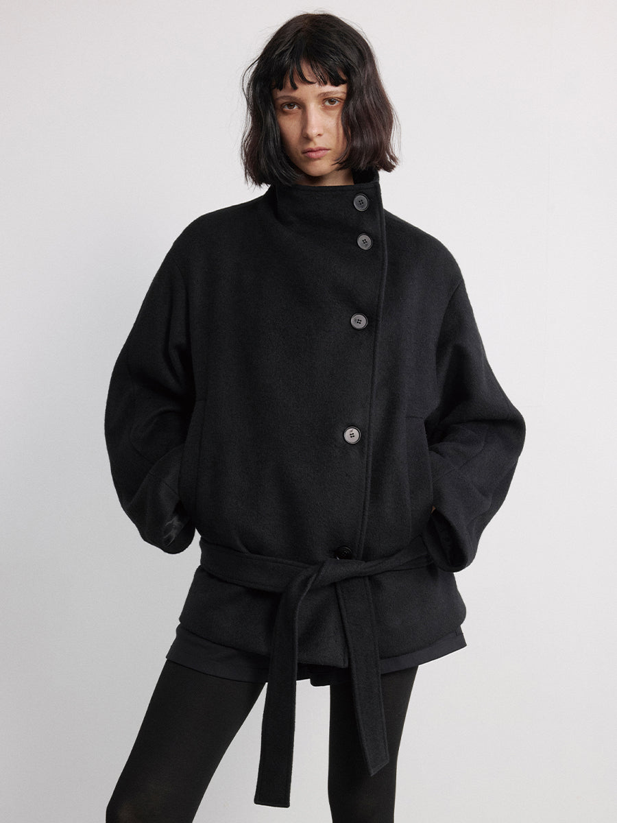 JCAESAR WOMEN Lace-Up Short Peacoat