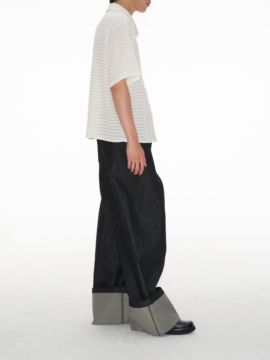 Jcaesar Cut-Out Striped Short-Sleeved Shirt - jcaesarclo