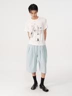 Jcaesar Bubble Pleated Checkered Flower Bud Capri Pants