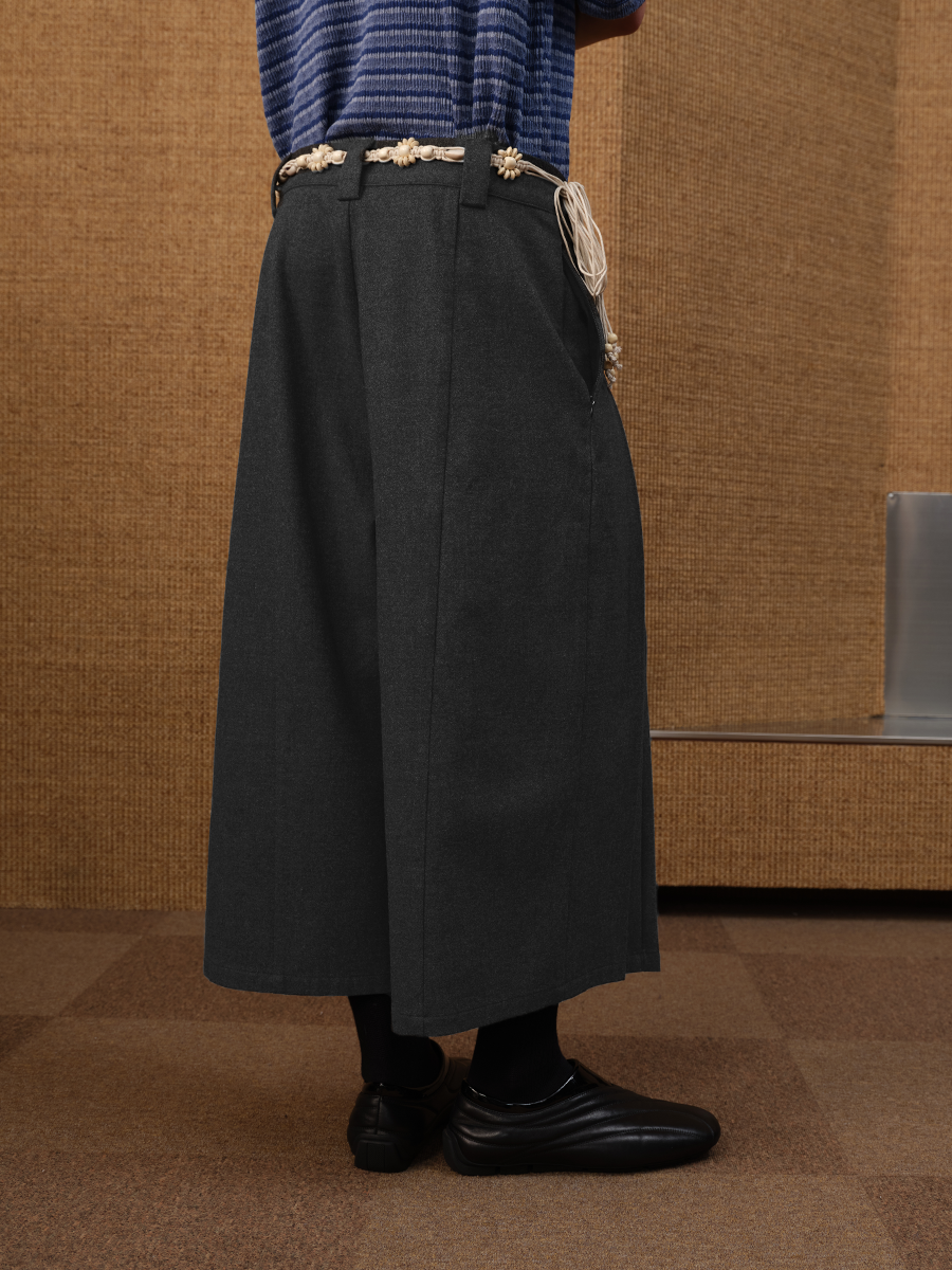 Jcaesar Floral Gray Pleated Seven-Part Pants - jcaesarclo
