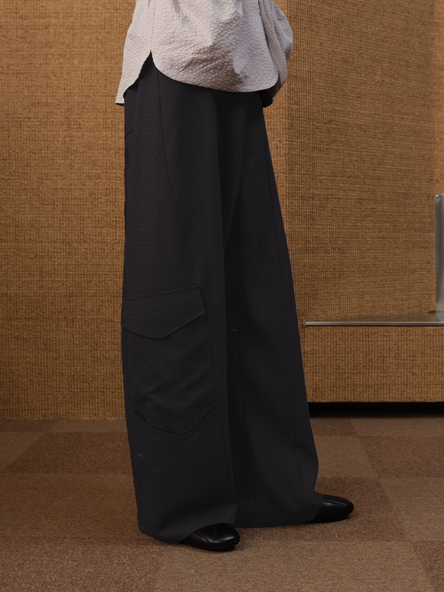 Jcaesar Wool Low-Crotch Cargo Trousers - jcaesarclo