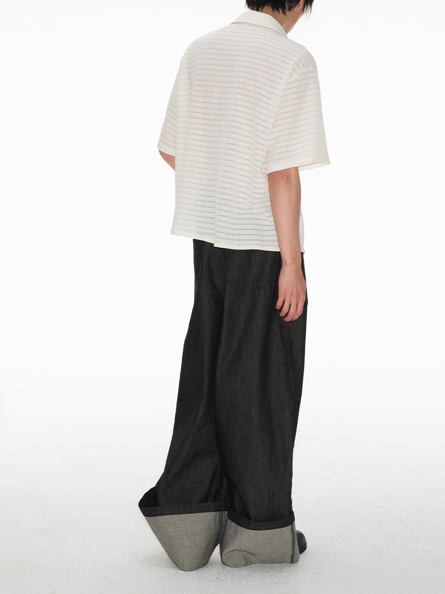 Jcaesar Cut-Out Striped Short-Sleeved Shirt - jcaesarclo