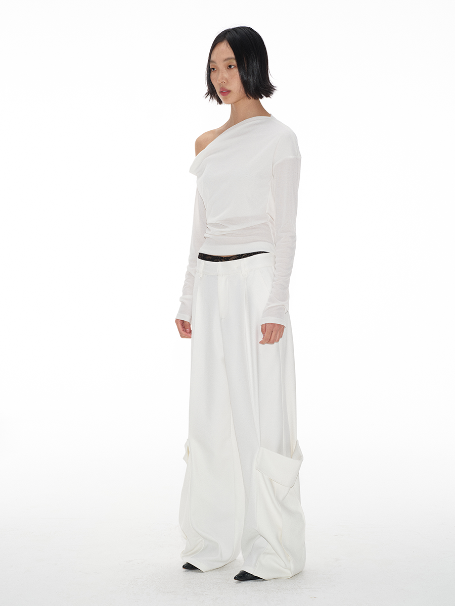 Jcaesar WOMEN Double Pocket Pleated Long Pants - jcaesarclo