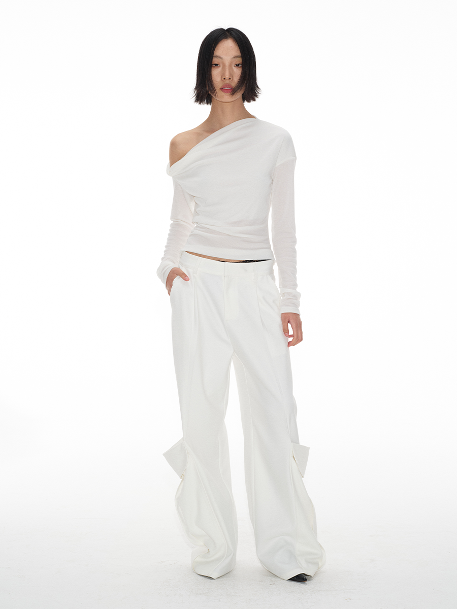 Jcaesar WOMEN Double Pocket Pleated Long Pants - jcaesarclo