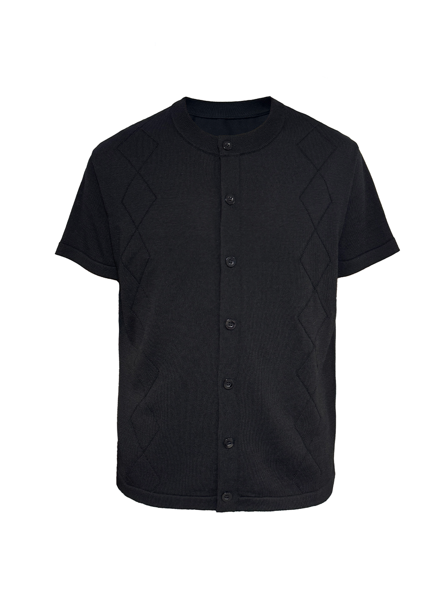 Jcaesar Diamond-Pattern Short Sleeve Knit Cardigan - jcaesarclo