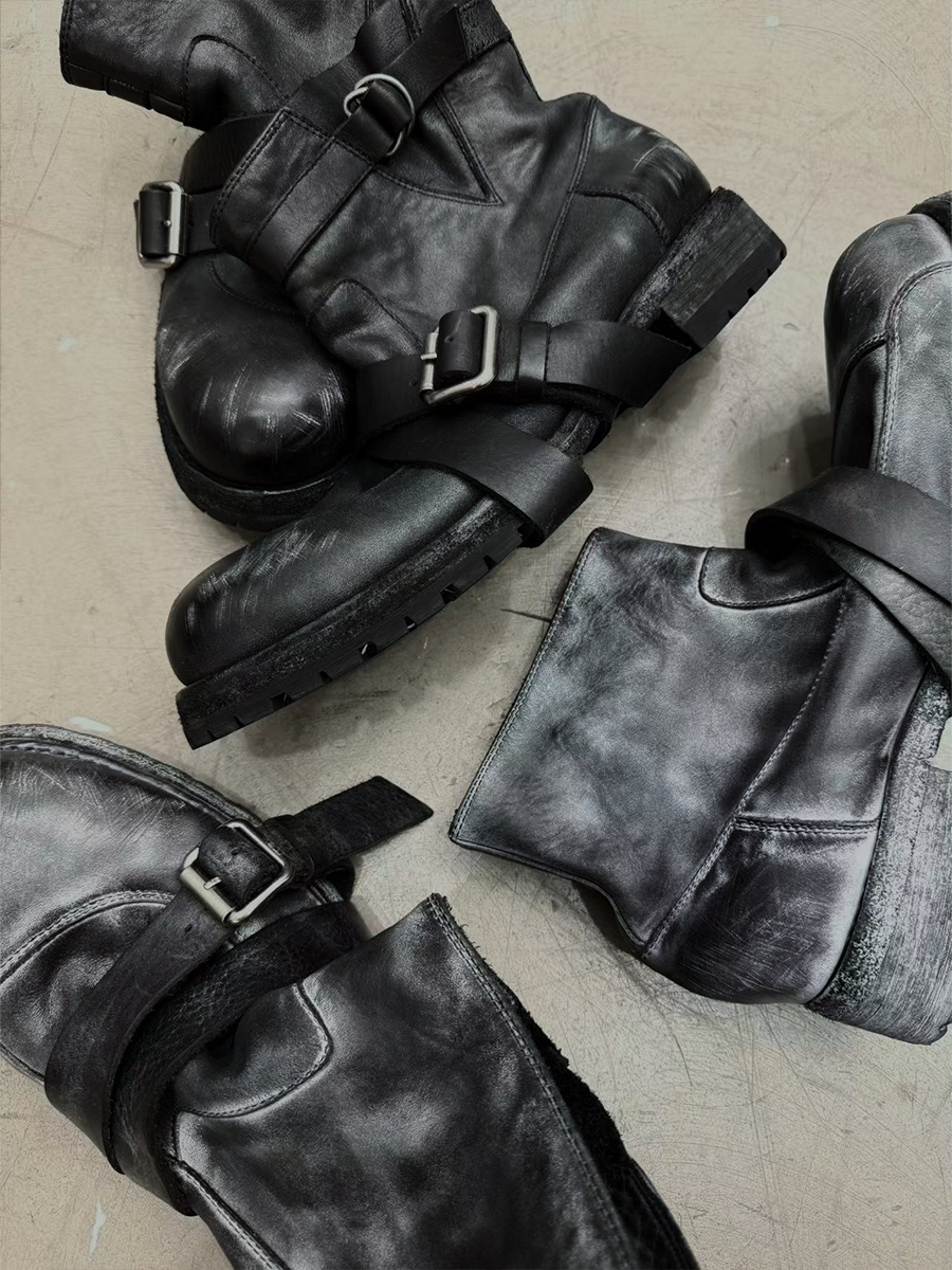JCAESAR Make Old Frost Binding Engineer Boots