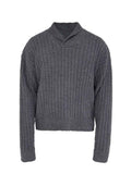 JCAESAR  Shawl Collar Ribbed Knit Sweater