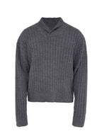 JCAESAR  Shawl Collar Ribbed Knit Sweater