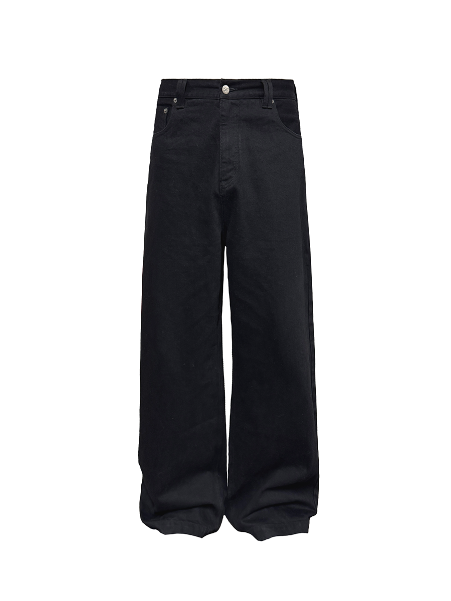 JCAESAR Straight Back Pocket Black Jeans