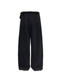 JCAESAR Pleated Side Waist Dark Leopard Print Long Pants - jcaesarclo