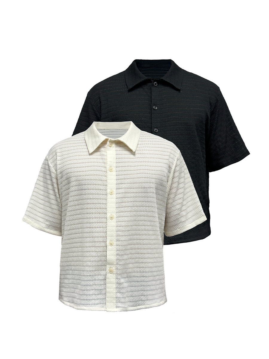 Jcaesar Cut-Out Striped Short-Sleeved Shirt - jcaesarclo