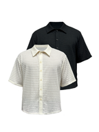 Jcaesar Cut-Out Striped Short-Sleeved Shirt - jcaesarclo