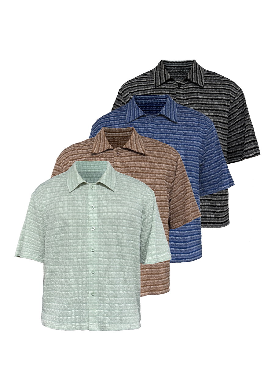 Jcaesar Striped Knitted Short-Sleeve Shirt - jcaesarclo