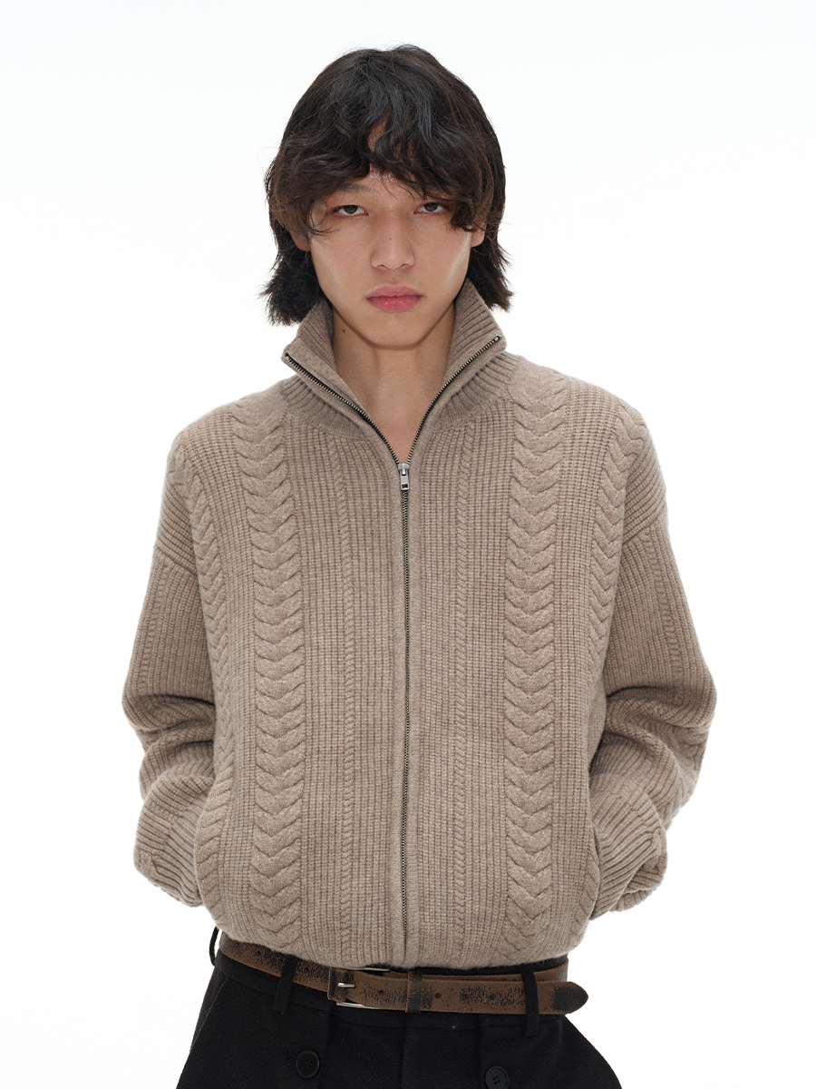 Jcaesar Wheat Spike Cable Knit Sweater
