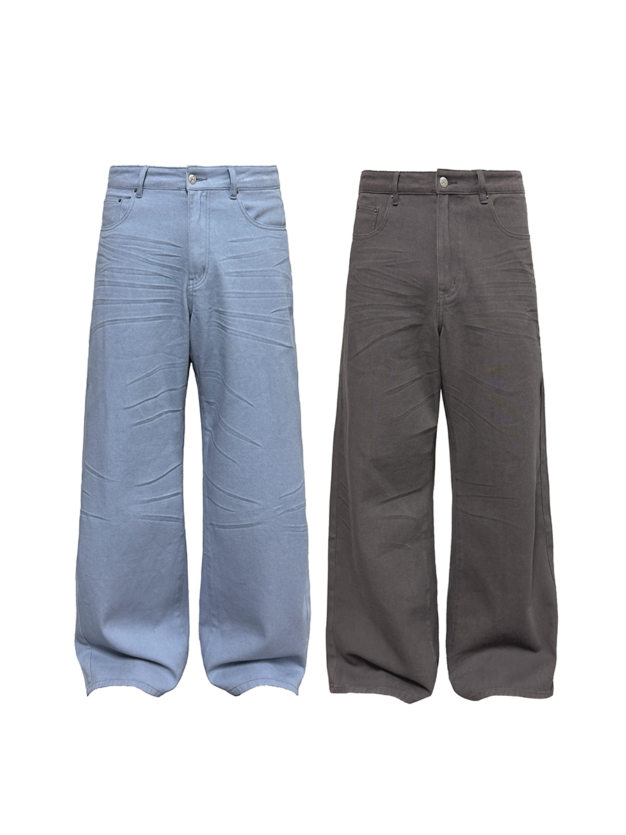 JCAESAR Pleated Washed Matte Jeans