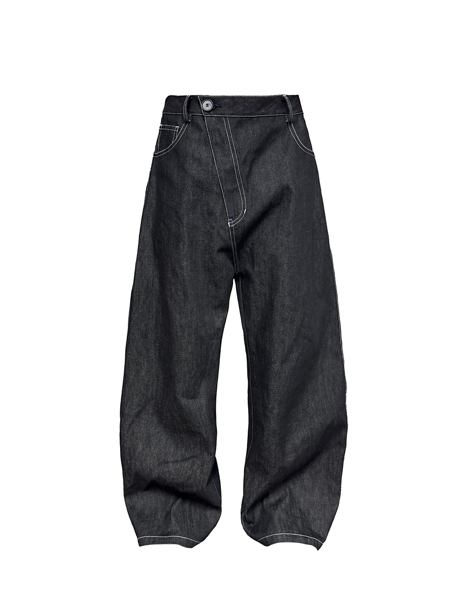 Jcaesar Diagonal Placket Raw Denim Banana