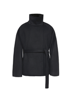 JCAESAR Asymmetric Zipper Belted Coat