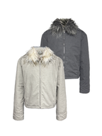 JCAESAR Detachable Washable Old Wool Collar Waist Loop Jacket - jcaesarclo