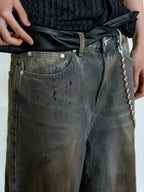 JCAESAR Bloodstain Knife Cut Denim Jeans - jcaesarclo