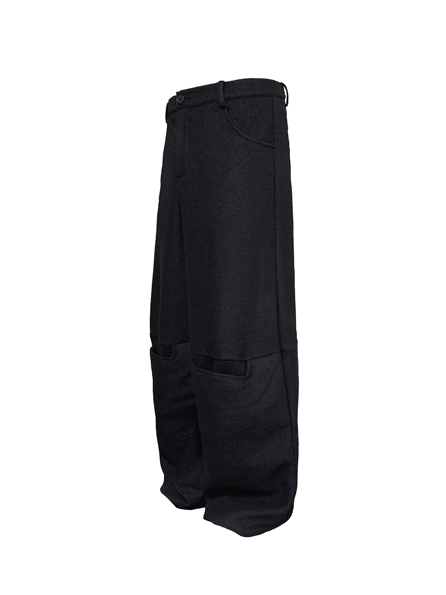 JCAESAR Wide leg pants with knee pads and woolen wool - jcaesarclo
