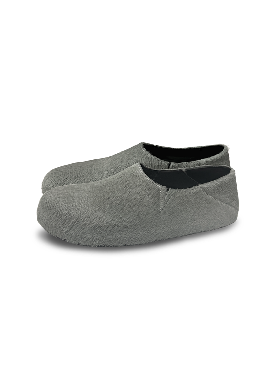 JCAESAR Black Pony Hair Mules