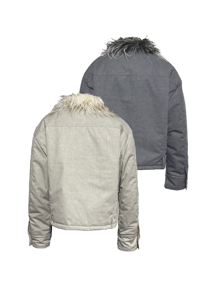 JCAESAR Detachable Washable Old Wool Collar Waist Loop Jacket - jcaesarclo