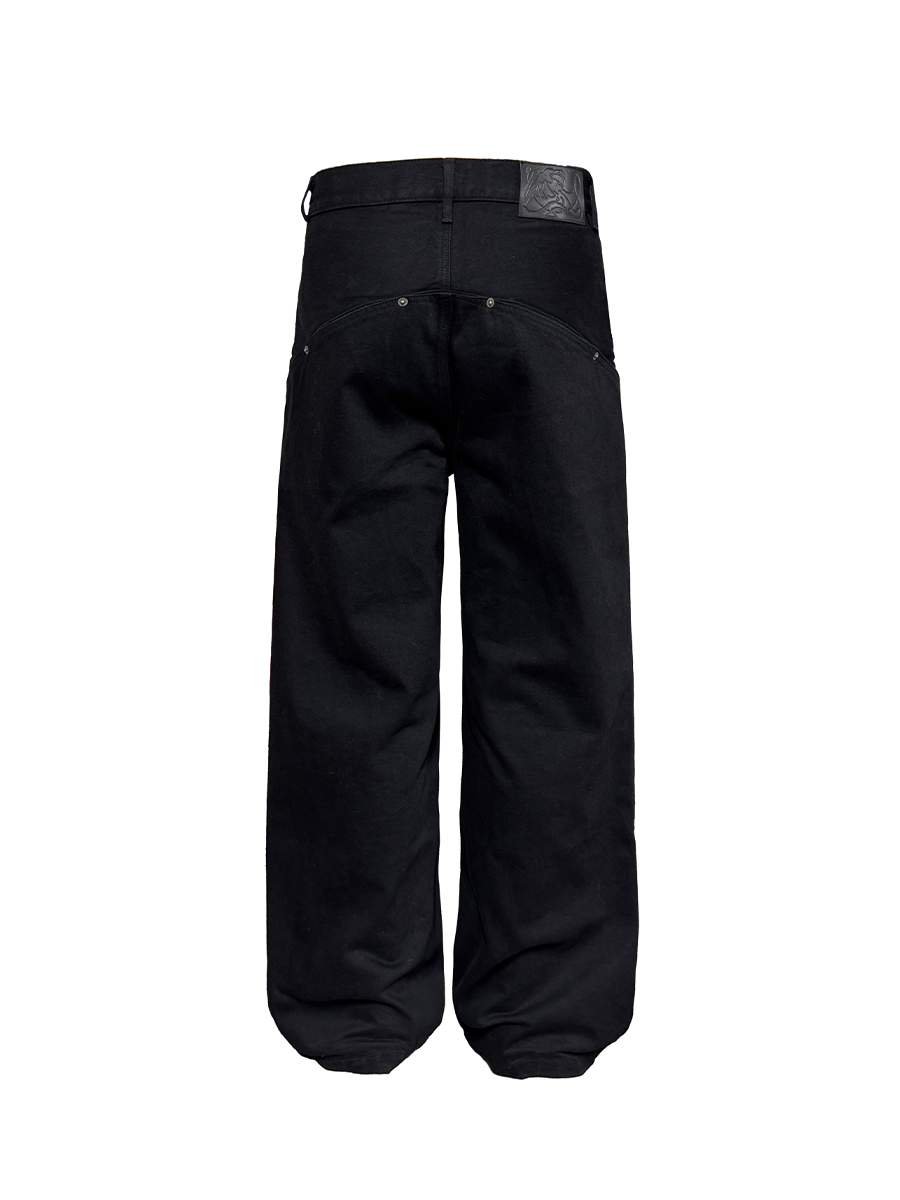JCAESAR Straight Back Pocket Black Jeans