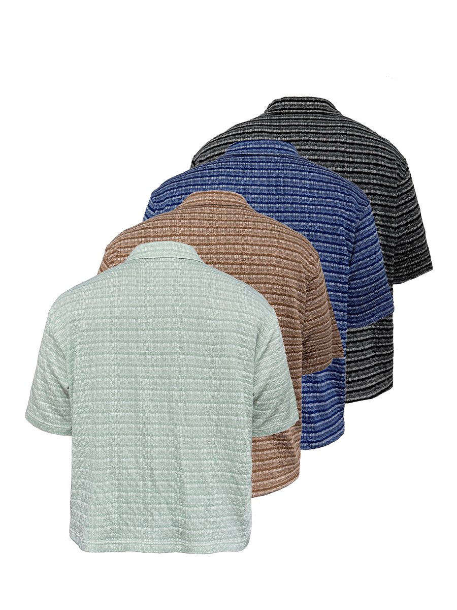 Jcaesar Striped Knitted Short-Sleeve Shirt - jcaesarclo