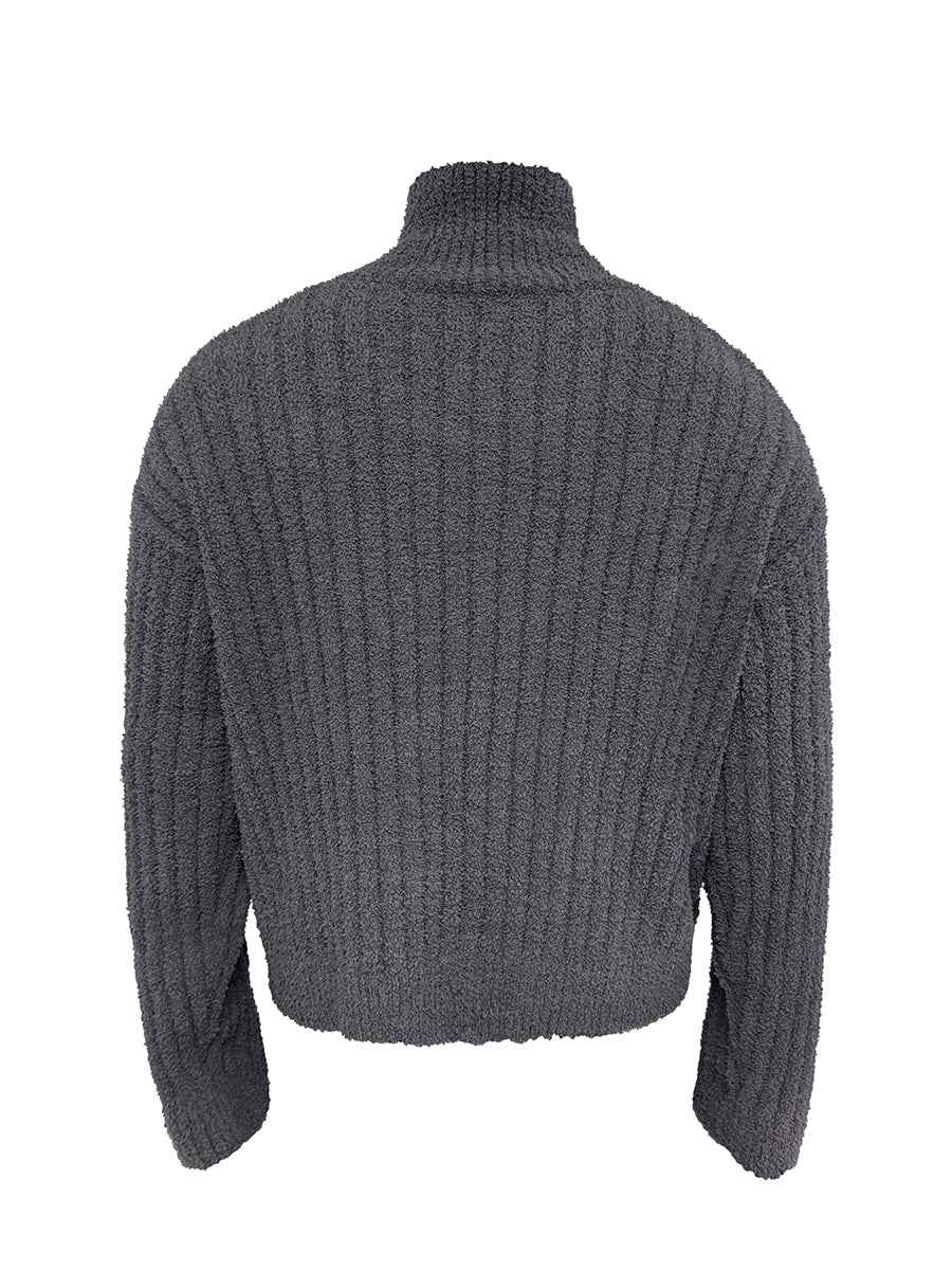 JCAESAR  Shawl Collar Ribbed Knit Sweater