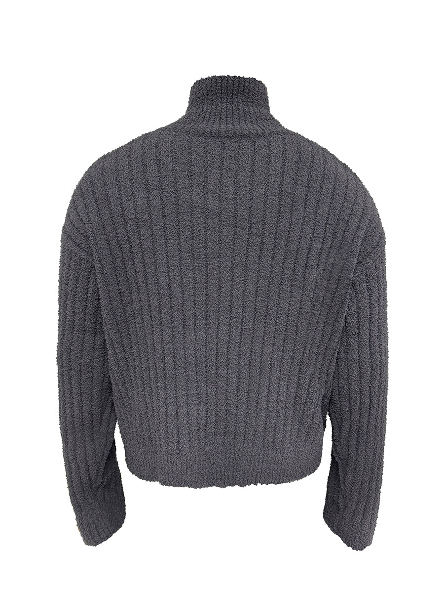JCAESAR  Shawl Collar Ribbed Knit Sweater