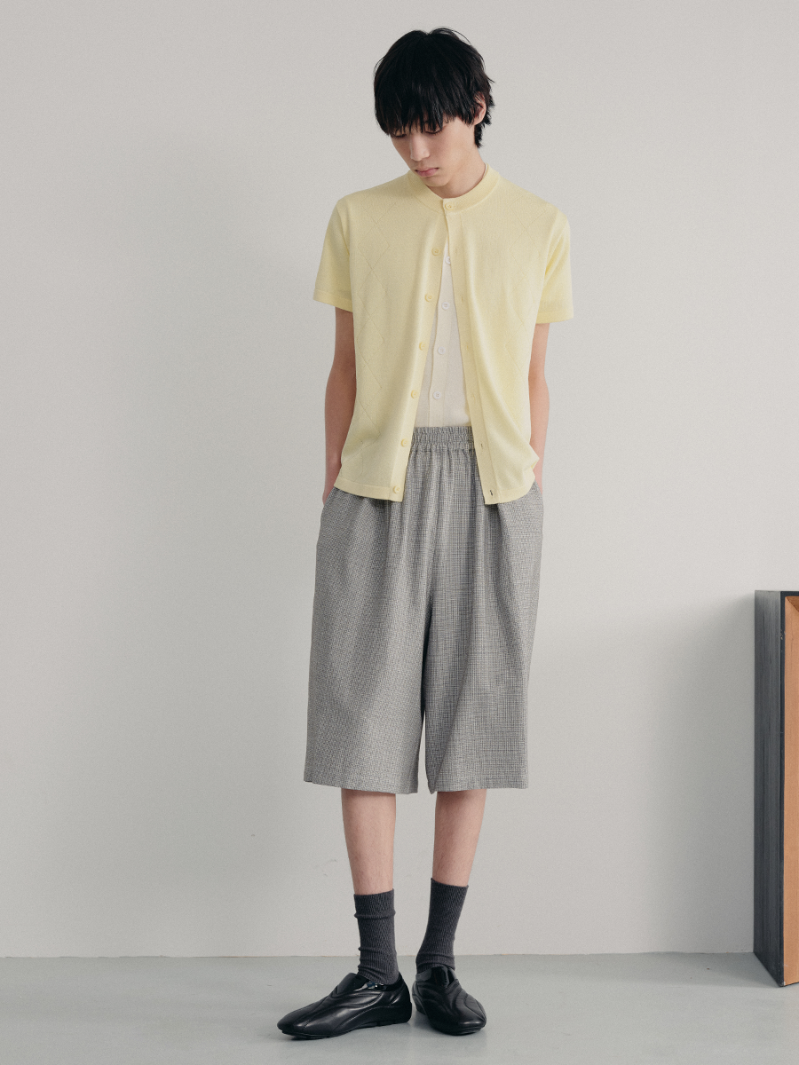 Jcaesar Diamond-Pattern Short Sleeve Knit Cardigan - jcaesarclo