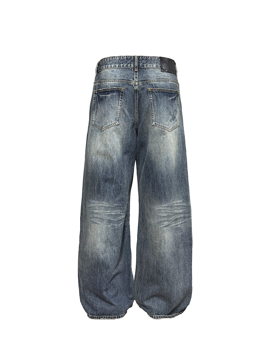 JCAESAR Blue-Gray Washed Denim Jeans - jcaesarclo