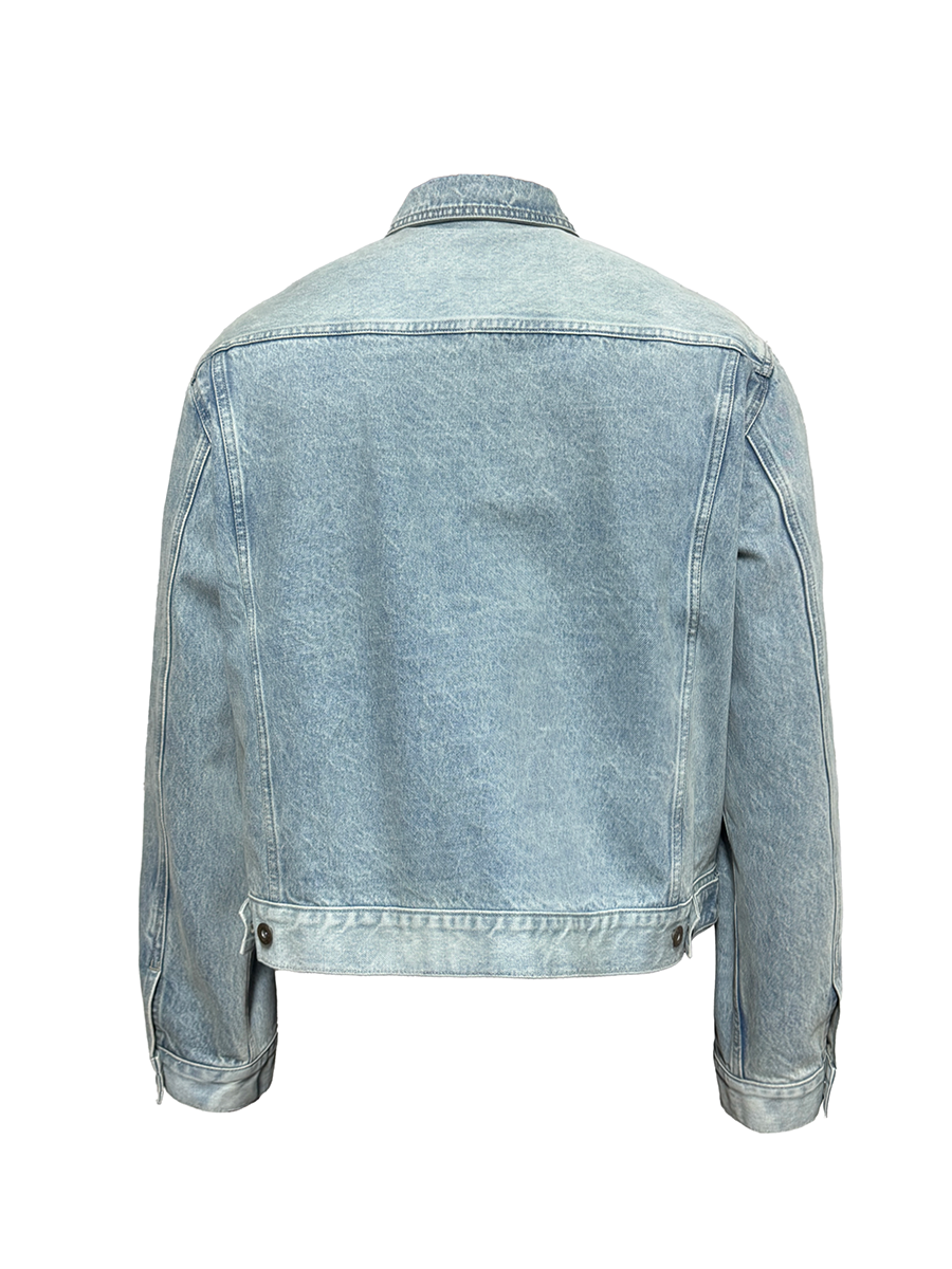 JCAESAR Washed Honeycomb Blue Bull Jacket