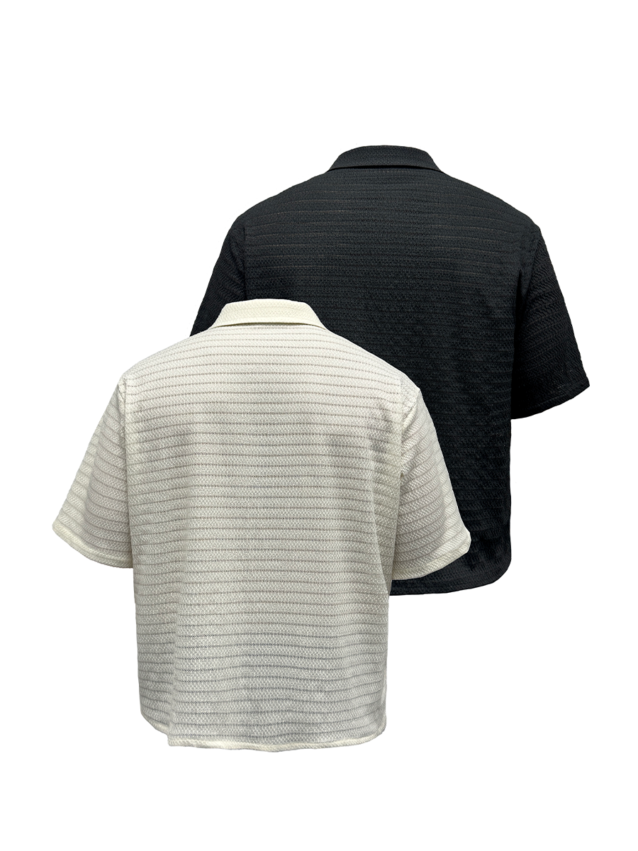 Jcaesar Cut-Out Striped Short-Sleeved Shirt - jcaesarclo