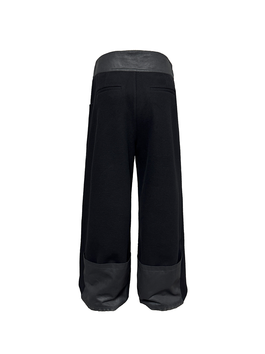 JCAESAR Knitted Wool Trousers With Leather Waist - jcaesarclo