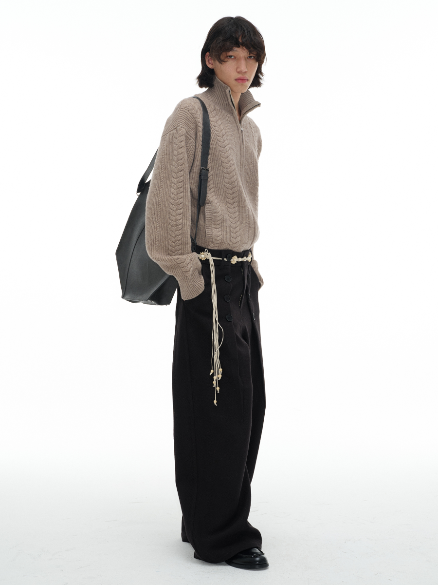 Jcaesar Wheat Spike Cable Knit Sweater - jcaesarclo