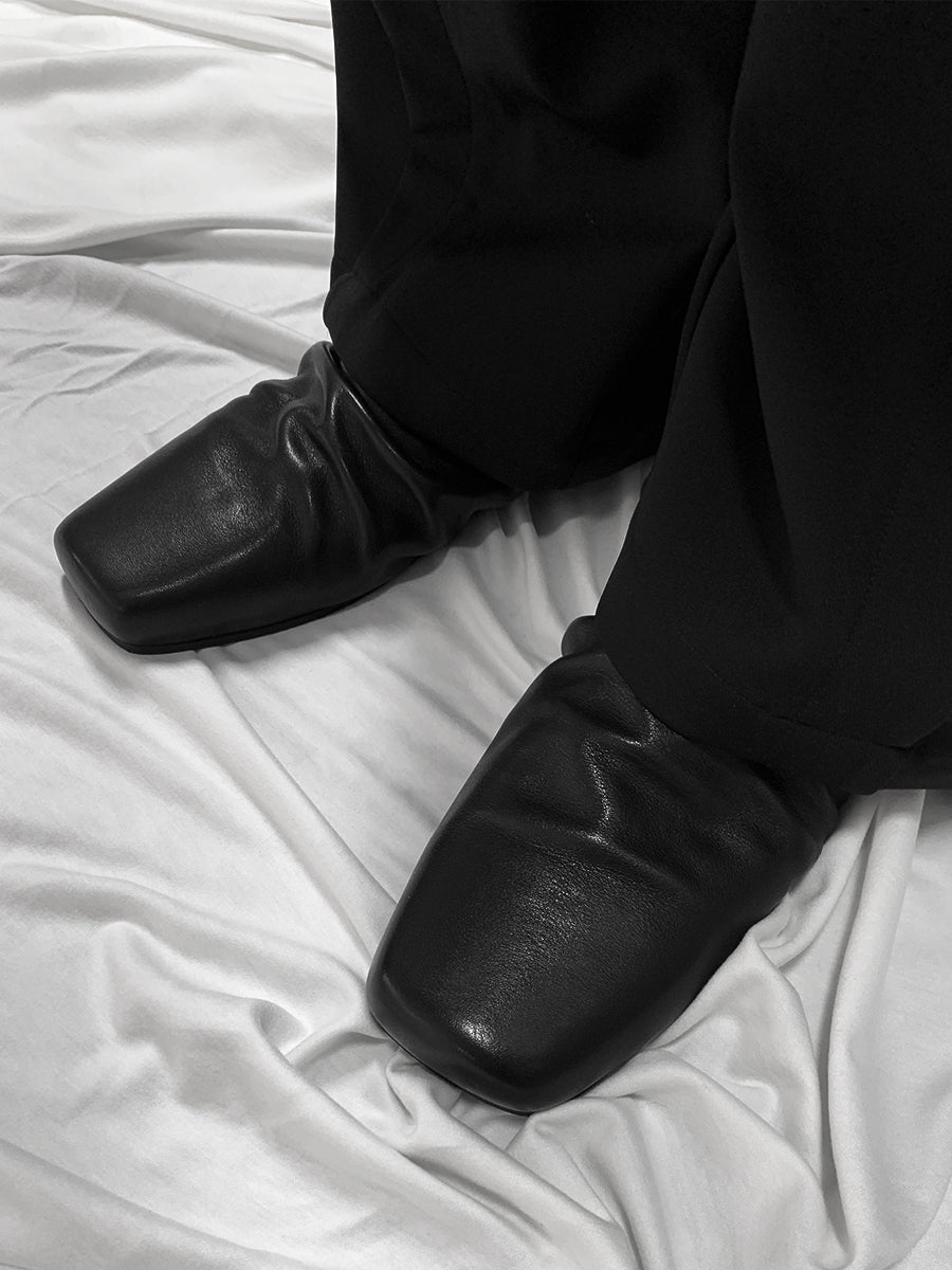 靴 JCAESAR LEATHER GATHER SHOES JCAESAR LEATHER SLIPPER – jcaesarclo