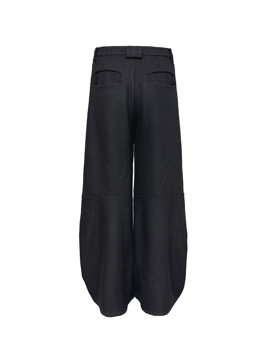 JCAESAR Wide leg pants with knee pads and woolen wool