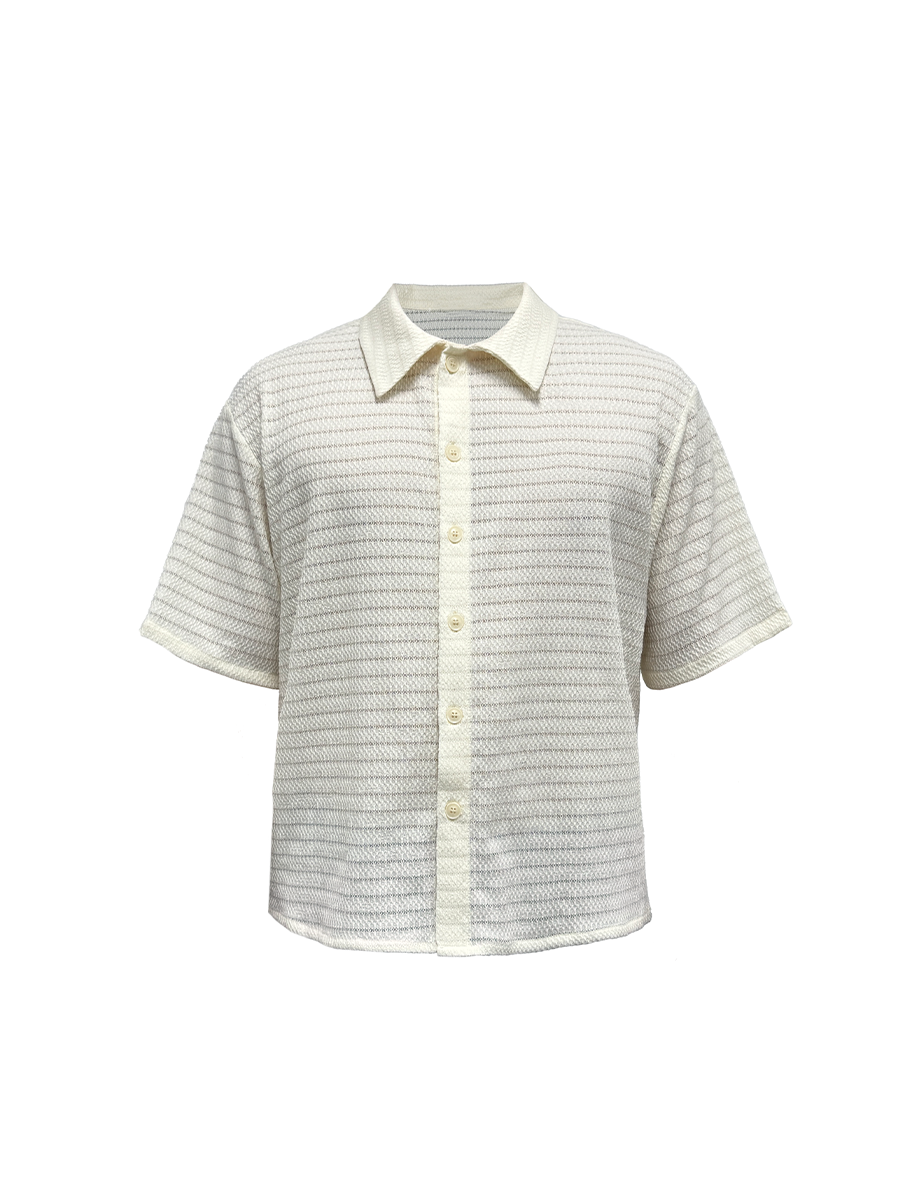 Jcaesar Cut-Out Striped Short-Sleeved Shirt - jcaesarclo