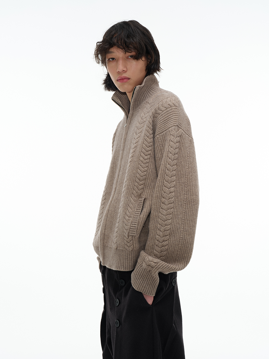 Jcaesar Wheat Spike Cable Knit Sweater - jcaesarclo