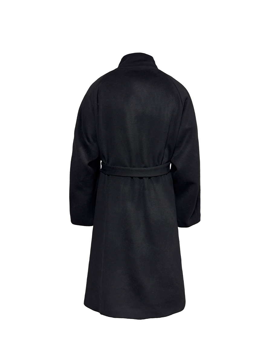 JCAESAR Asymmetric Zipper Belted Coat